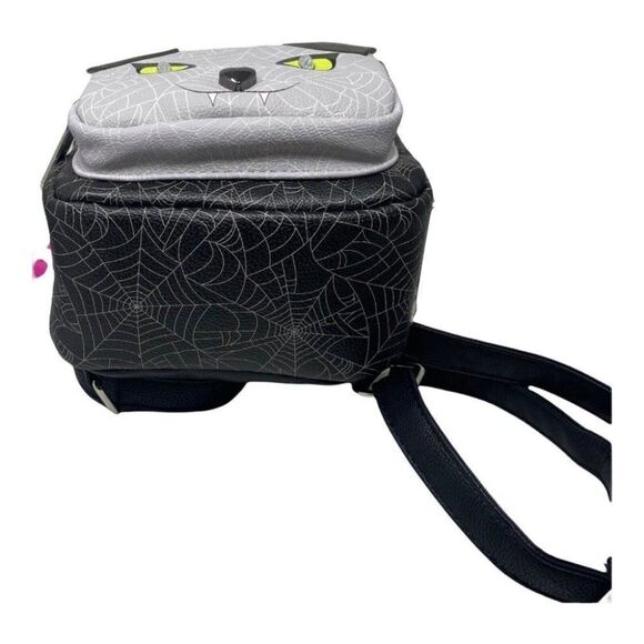 BETSEY JOHNSON KITCH MINI BACKPACK HALLOWEEN VAMPIRE CAT SPIDER WEB NOVELTY ZIP - Picture 4 of 8